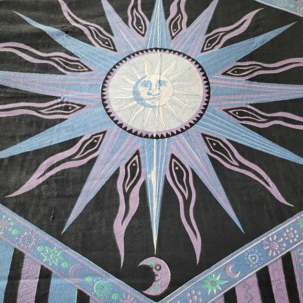 Celestial Sun Moon Stars Blue Purple Black Wall Hanging - Picture 6 of 11